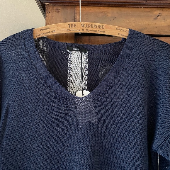 Charget Made In Italy Navy Blue and Silver V-Neck Sweater - Picture 2 of 12